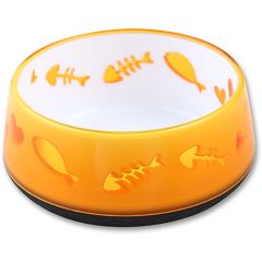 All For Paws. AFP Kattskål Cat Love Orange. Skål med fiskben och hjärtan. 