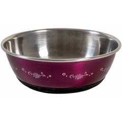 Ozami. Kattskål Fiskar Lila 350 ml. Rostfri skål med antislip. 
