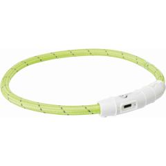 Flash Light Ring USB Grön 35 cm. Blinkande halsband med reflex.