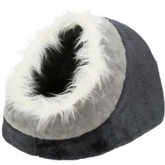 Trixie. Igloo Minou Mörkgrå/Ljusgrå S. Varm och mjuk igloo med mysig pälskant.
