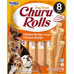 Inaba. Dog Churu Rolls Kyckling. Mjuka pinngodisar med krämig fyllning.