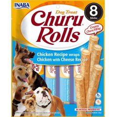 Inaba. Dog Churu Rolls Kyckling/Ost. Mjuka pinngodisar med krämig fyllning.