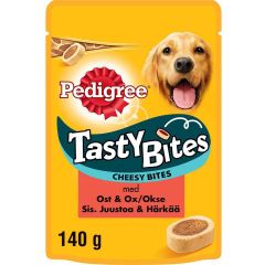 Pedigree. Pedigree Tasty Bites Cheesy. Mjuka godisbitar med oxkött och ost.