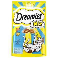 Dreamies . Kattgodis Dreamies Mix Lax/Ost. Kuddar med spröd utsida och mjuk insida.