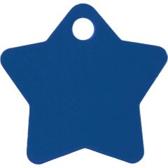 ID-Bricka Stjärna Blå S. Gravyrbricka med ikonisk stjärnform.