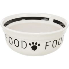 Trixie. Keramikskål Food 0,25 l. Fint dekorerad med tassar, ben och dekortext "FOOD".