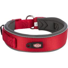 Trixie. Halsband Premium Röd 27-35. Komfort halsband med foder och reflex.