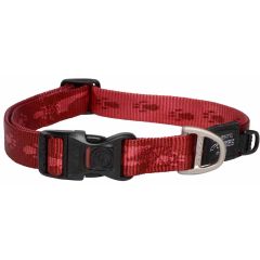 Rogz. Rogz Alpinist Halsband Röd. Behagligt och skonsamt halsband med text och tassmotiv.