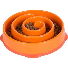 Outward Hound. Fun Feeder Slo Bowl Orange. Skål med spiralform mot hetsätning. 