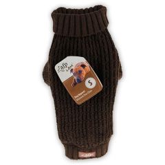 All For Paws. AFP Fishermans Sweater Brun XS. Mjuk och varm stickad hundtröja. 