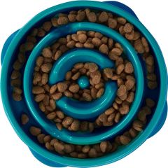 Outward Hound. Fun Feeder Slo Bowl Turkos M. Smart matskål med spiralform. 