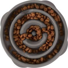 Outward Hound. Fun Feeder Slo Bowl Grå M. Smart matskål med spiralform. 