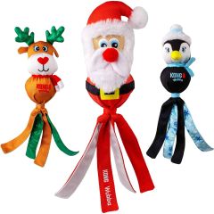 Kong X-mas Holiday Wubba. Wubba leksak i härliga julfigurer. 