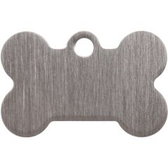 Borstad benformad namnbricka med valfri gravering. Perfekt ID-tag för alla husdjur.