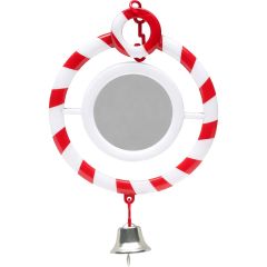 Living World. Fågelleksak Spegel Circus. Fågelspegel med bjällra i cirkusdesign. 