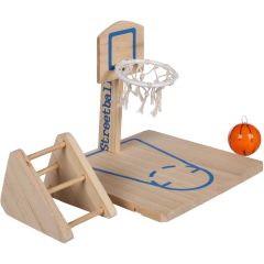 Flamingo. Fågelleksak Basket Streetball. Fågelleksak basket med boll och stege.