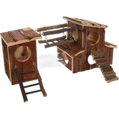 Flamingo. Lekborg Hamster Adventure. Hamsterborg i trä med två torn. 