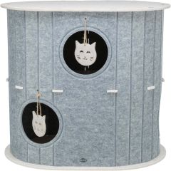 Trixie. Grotta Mara Filt Grå/Sand. Kattgrotta med två våningar och leksaker. 