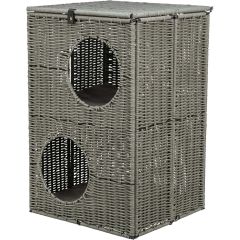 Trixie. Grotta Amalia Grå 57 cm. Koja i polyrattan med två våningar. 