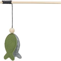 Trixie. Kattvippa Fisk Trä/Filt 48cm. Lekvippa med kattmynta och prassel. 