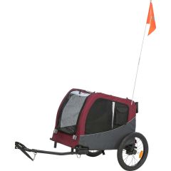 Trixie. Cykelvagn Grå/Röd. Hundvagn med regnskydd och reflexer. 