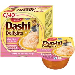 Dashi Delights Chicken Salmon. Kycklingflingor och lax i dashi buljong. 
