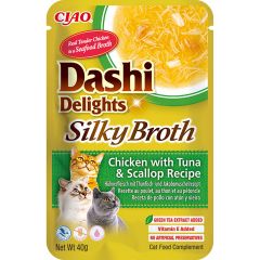 Dashi Delights Silky Broth Chicken Tuna & Scallop. Kyckling, tonfisk och mussla i dashi buljong. 