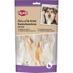 Trixie. Torkade Kaninöron med päls. Naturligt hundtugg för känsliga hundar. 