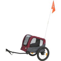 Trixie. Cykelvagn Grå/Röd S. Hundvagn med regnskydd och reflexer. 