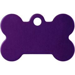 Lila benformad namnbricka med valfri gravering. Perfekt ID-tag för alla husdjur. 