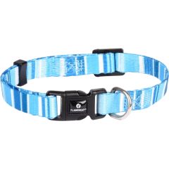 Flamingo. Hundhalsband Alfry Blå S. Randigt hundhalsband med klickspänne.