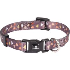 Flamingo. Hundhalsband Baka Brun S. Mönstrat hundhalsband med klickspänne.